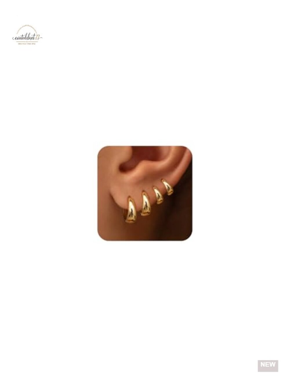 14K Gold Plated Small Chunky Hoop Earrings Stack Set Hypoallergenic
